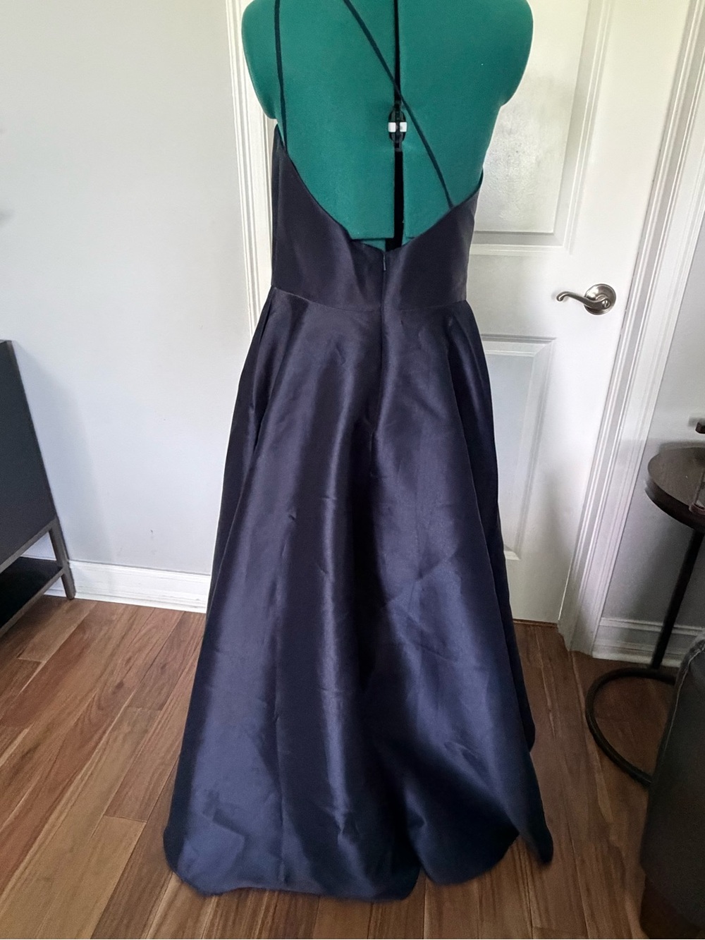 Terani Couture Navy Blue One-Shoulder Prom Gown with Silver Embellishment - Picture 6 of 12